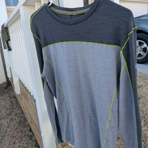 Smartwool Charcoal and Light Gray Shirt with Lime Highlights